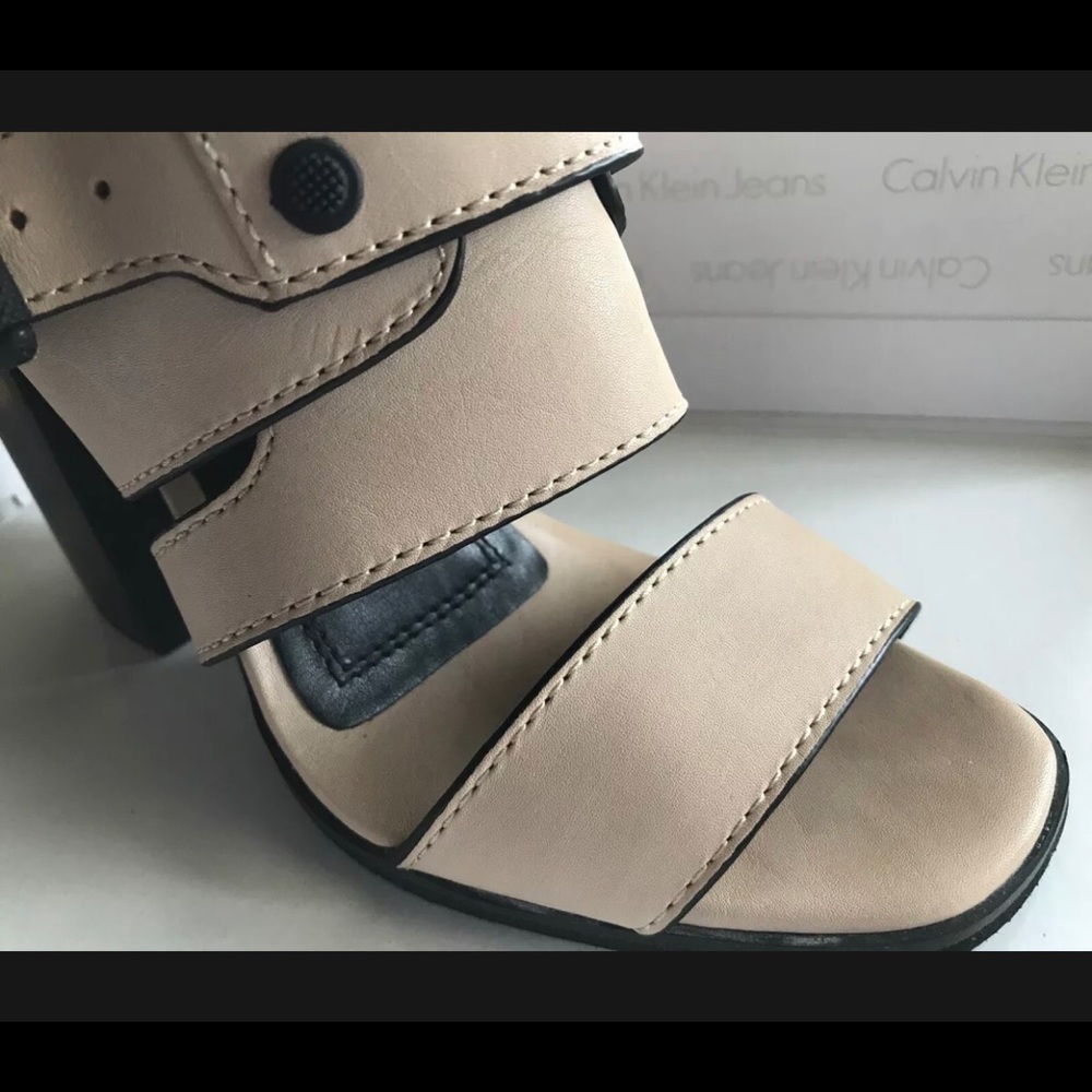 Calvin Klein women’s size 5, Strappy High Heel, Style “Bellany Cow Vachetta”
